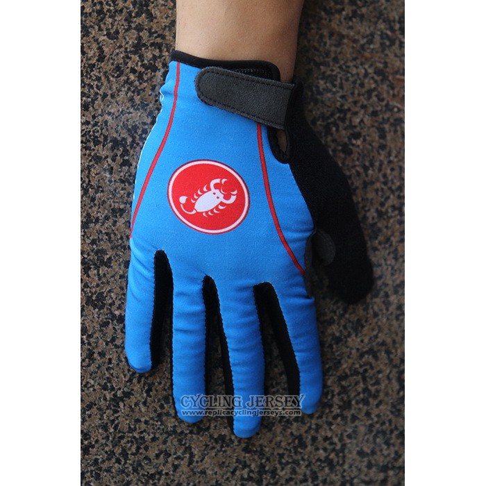 2020 Castelli Full Finger Gloves Cycling Blue Black (1)